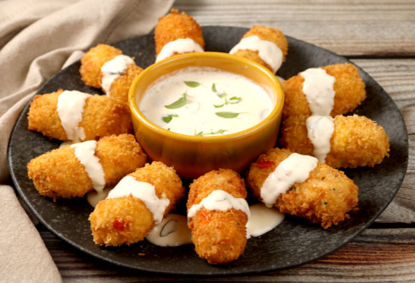 Receita: croquete de pupunha com molho de limão