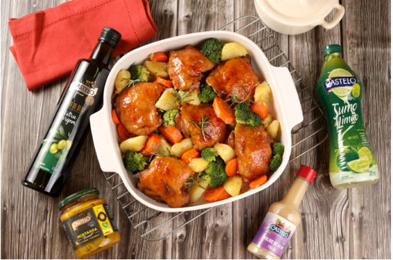 Receita: Frango temperado com legumes